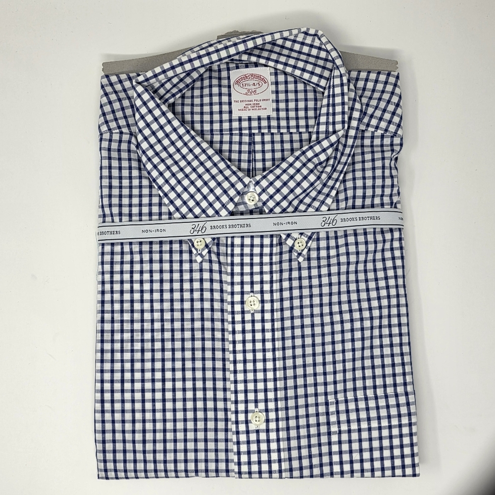 Brooks Brothers Navy and White Checkered Shirt
